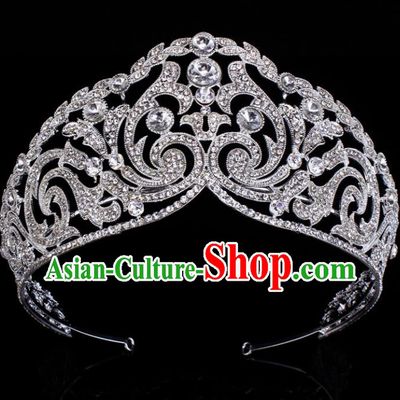 Top Grade Baroque Crystal Royal Crown Bride Retro Wedding Hair Accessories for Women