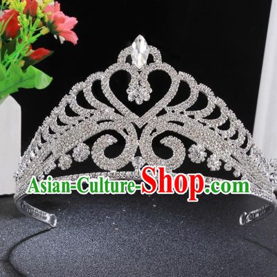 Handmade Wedding Bride Rhinestone Hair Accessories Baroque Queen Retro Crystal Royal Crown for Women
