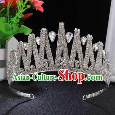 Handmade Wedding Bride Rhinestone Hair Accessories Baroque Princess Retro Crystal Royal Crown for Women
