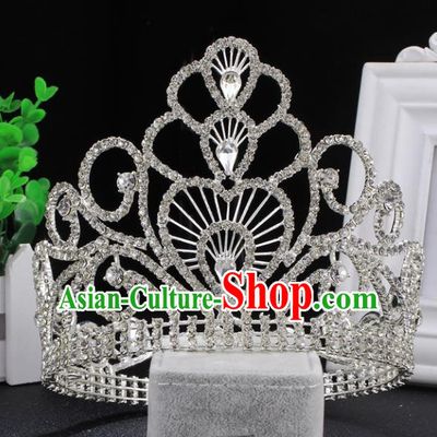 Top Grade Wedding Bride Rhinestone Hair Accessories Baroque Princess Retro Crystal Royal Crown for Women
