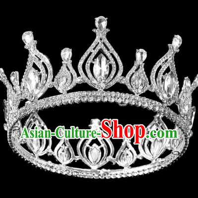 Top Grade Crystal Royal Crown Baroque Princess Retro Wedding Bride Hair Accessories for Women