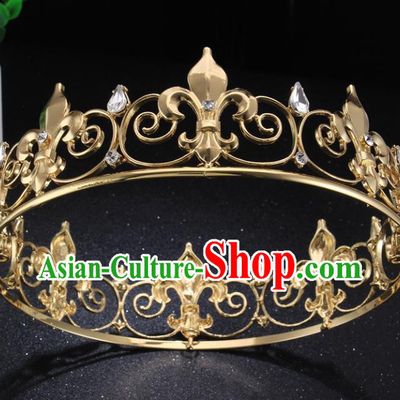 Top Grade Golden Royal Crown Baroque Princess Retro Wedding Bride Hair Accessories for Women