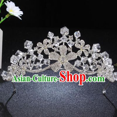 Top Grade Princess Retro Rhinestone Flowers Royal Crown Baroque Wedding Bride Hair Accessories for Women