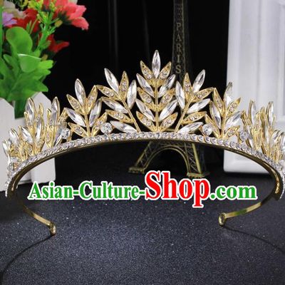 Handmade Top Grade Wedding Crystal Royal Crown Baroque Princess Retro Hair Accessories for Women
