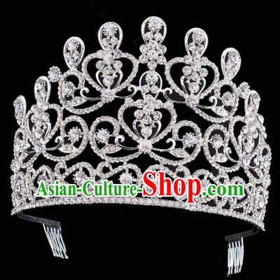 Top Grade Handmade Wedding Crystal Royal Crown Baroque Retro Hair Accessories for Women