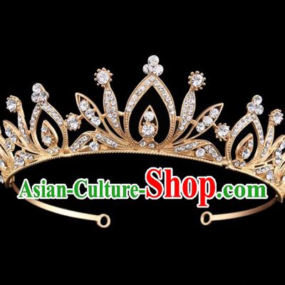 Top Grade Baroque Court Princess Golden Crystal Hair Clasp Bride Wedding Hair Jewelry Accessories for Women