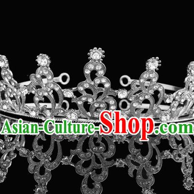 Top Grade Baroque Court Princess Zircon Argent Hair Clasp Bride Wedding Hair Jewelry Accessories for Women