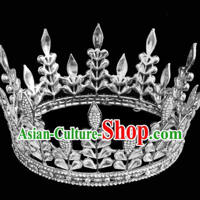 Top Grade Queen Round Royal Crown Retro Baroque Wedding Bride Hair Accessories for Women