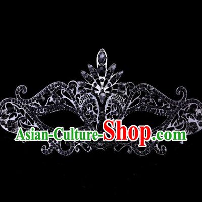 Handmade Halloween Accessories Fancy Ball Cosplay Props Crystal Black Masks for Women