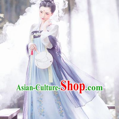 Chinese Ancient Tang Dynasty Imperial Consort Embroidered Costumes Complete Set for Women