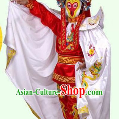 Chinese Traditional Beijing Opera Costumes Sichuan Opera Changing Faces Embroidered White Cloak for Men