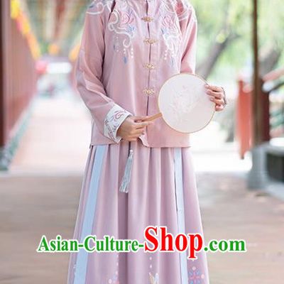 Chinese Ming Dynasty Nobility Lady Costumes Ancient Embroidered Blouse and Skirt for Women