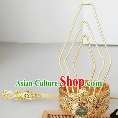 Chinese Ancient Hair Accessories Prince Hairdo Crown Hairpins for Men