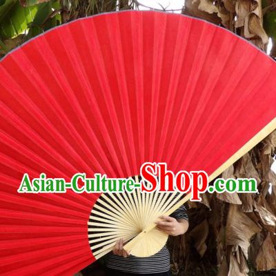 Chinese Traditional Red Silk Fans Decoration Crafts Handmade Folding Fans