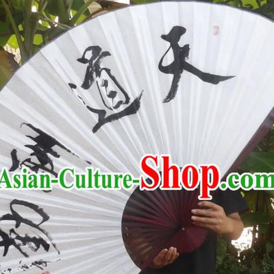 Chinese Traditional Decoration Crafts Red Wood Frame Folding Fans Ink Painting Calligraphy Paper Fans