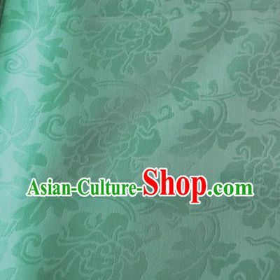 Asian Chinese Traditional Twine Peony Pattern Design Green Brocade Fabric Silk Fabric Chinese Fabric Material