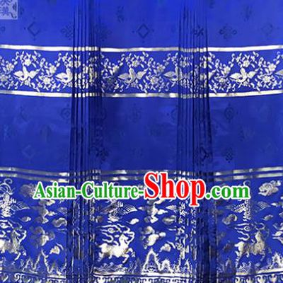 Asian Chinese Traditional Palace Pattern Design Royalblue Brocade Fabric Silk Fabric Chinese Fabric Material