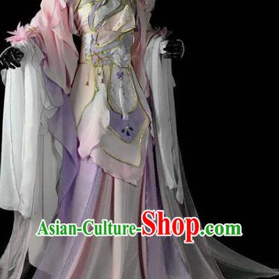 Traditional Chinese Cosplay Peri Costumes Ancient Princess Embroidered Pink Hanfu Dress for Women