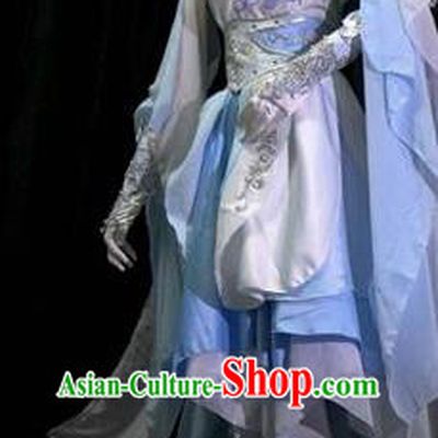Traditional Chinese Cosplay Costumes Ancient Princess Embroidered Blue Hanfu Dress for Women