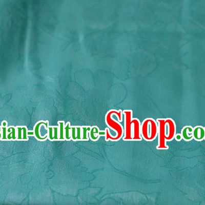 Asian Chinese Traditional Paeonin Pattern Green Cotton Fabric Chinese Costume Fabric Material