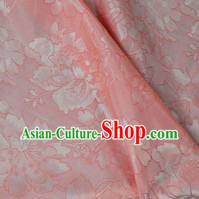 Asian Chinese Traditional Paeonin Pattern Pink Cotton Fabric Chinese Costume Fabric Material