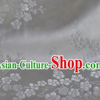 Asian Chinese Traditional Plum Blossom Pattern Design White Brocade Fabric Chinese Costume Silk Fabric Material