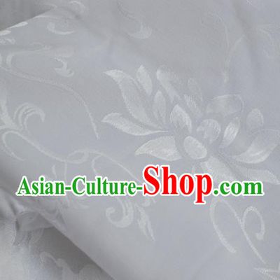 Asian Chinese Traditional Fabric Lotus Pattern Design White Brocade Fabric Chinese Costume Silk Fabric Material