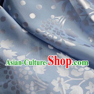 Asian Chinese Fabric Traditional Pattern Design Blue Brocade Fabric Chinese Costume Silk Fabric Material