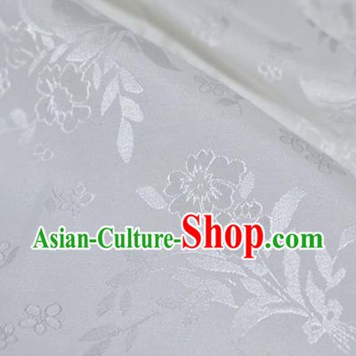 Asian Chinese Fabric Traditional Flowers Pattern Design White Brocade Fabric Chinese Costume Silk Fabric Material