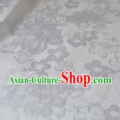 Asian Chinese Fabric Traditional Peony Pattern Design White Brocade Fabric Chinese Costume Silk Fabric Material