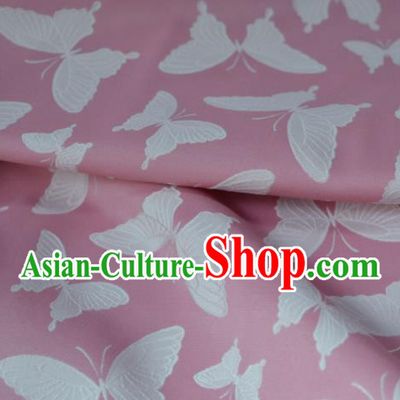 Asian Chinese Fabric Traditional Butterfly Pattern Design Pink Brocade Fabric Chinese Costume Silk Fabric Material
