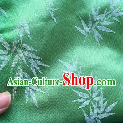 Asian Chinese Fabric Traditional Bamboo Pattern Design Green Linen Brocade Fabric Chinese Costume Silk Fabric Material