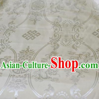 Asian Chinese Fabric Traditional Dragons Pattern Design White Brocade Fabric Chinese Costume Silk Fabric Material