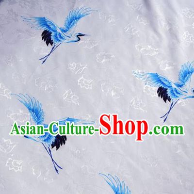 Asian Chinese Fabric Traditional Cranes Pattern Design Fabric Chinese Costume Silk Fabric Material