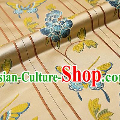 Asian Chinese Brocade Fabric Traditional Blue Butterfly Pattern Design Satin Cushion Silk Fabric Material
