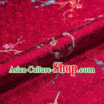 Asian Chinese Purplish Red Brocade Fabric Traditional Plum Blossom Pattern Design Satin Tang Suit Silk Fabric Material