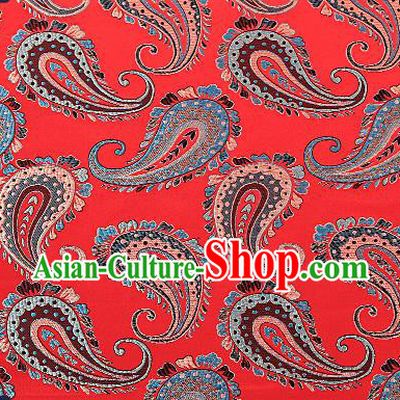 Asian Chinese Red Brocade Fabric Traditional Pattern Design Satin Pillow Silk Fabric Material