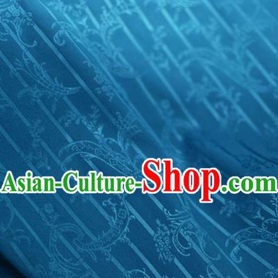 Asian Chinese Fabric Traditional Pattern Design Blue Brocade Fabric Chinese Costume Silk Fabric Material
