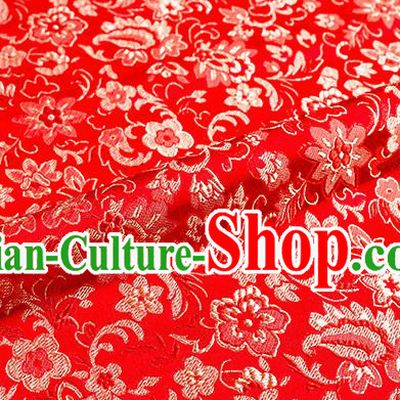 Asian Chinese Red Brocade Fabric Traditional Flowers Pattern Design Satin Pillow Silk Fabric Material