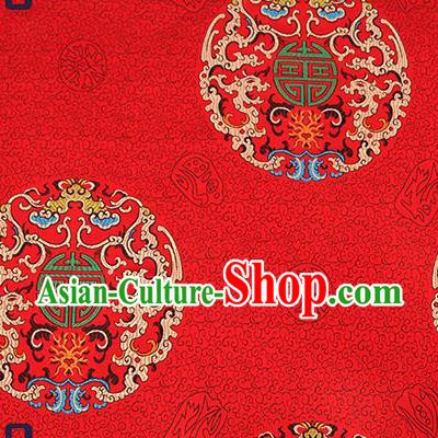 Chinese Traditional Red Brocade Fabric Asian Dragons Pattern Design Satin Cushion Silk Fabric Material