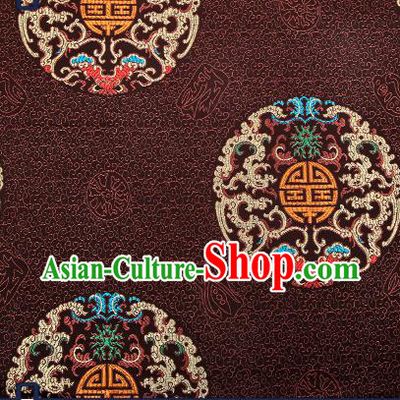 Chinese Traditional Brown Brocade Fabric Asian Dragons Pattern Design Satin Cushion Silk Fabric Material
