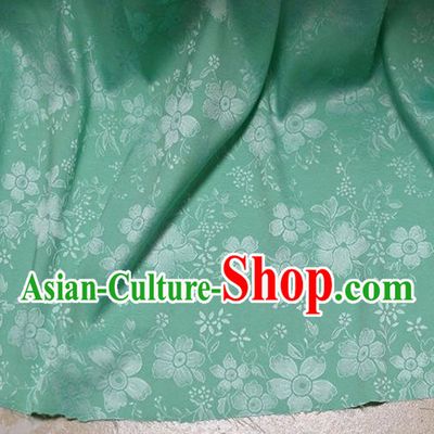 Asian Chinese Fabric Traditional Sakura Pattern Design Green Brocade Fabric Chinese Costume Silk Fabric Material