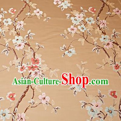 Chinese Traditional Khaki Brocade Fabric Asian Pattern Design Satin Cushion Silk Fabric Material