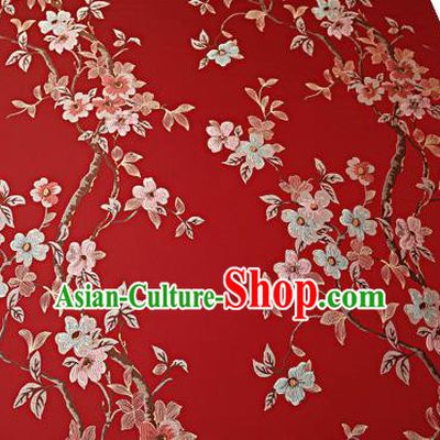 Chinese Traditional Red Brocade Fabric Asian Pattern Design Satin Cushion Silk Fabric Material