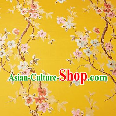 Chinese Traditional Yellow Brocade Fabric Asian Pattern Design Satin Cushion Silk Fabric Material