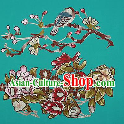 Chinese Traditional Green Brocade Fabric Asian Embroidery Pattern Design Satin Cushion Silk Fabric Material