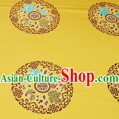 Chinese Traditional Golden Brocade Fabric Asian Peony Pattern Design Satin Cushion Silk Fabric Material