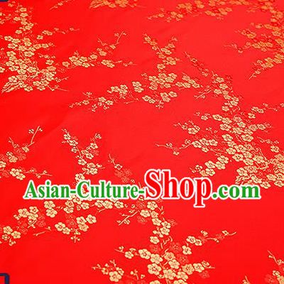 Chinese Traditional Red Brocade Fabric Asian Plum Blossom Pattern Design Satin Tang Suit Silk Fabric Material