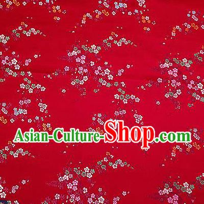 Chinese Traditional Wine Red Brocade Fabric Asian Plum Blossom Pattern Design Satin Tang Suit Silk Fabric Material