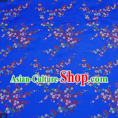 Chinese Traditional Royalblue Brocade Fabric Asian Plum Blossom Pattern Design Satin Tang Suit Silk Fabric Material